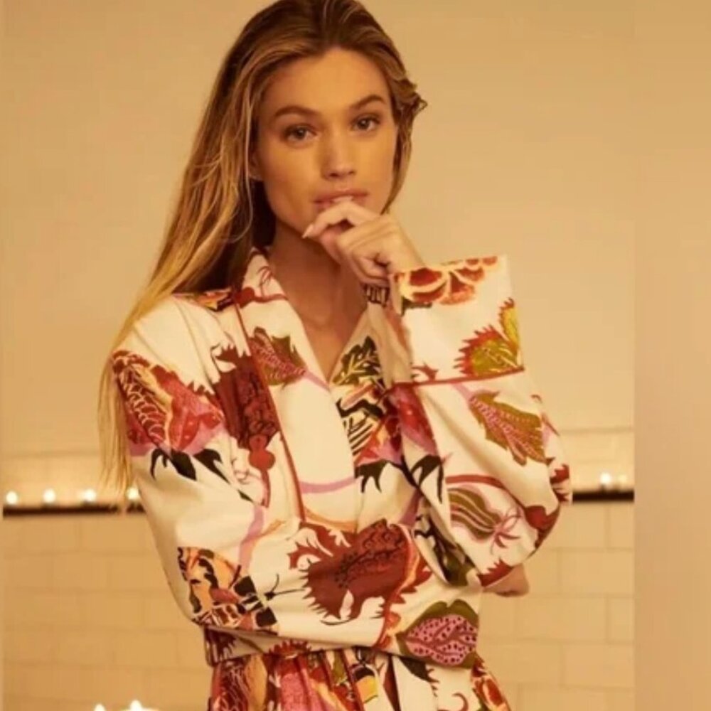 Anthropologie | Raphael Balme Flannel Floral Robe Size M/L. NWT